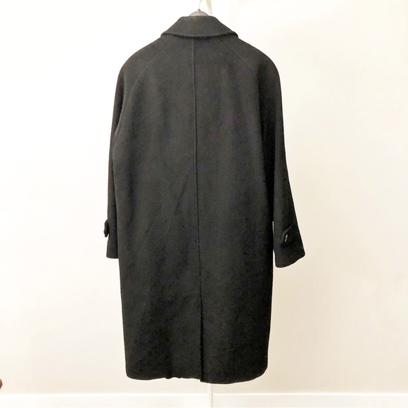 Vintage Cashmere Wool Fil A Fil  Oversized Classic Black Pea Coat Winter Jacket - Picture 13 of 14